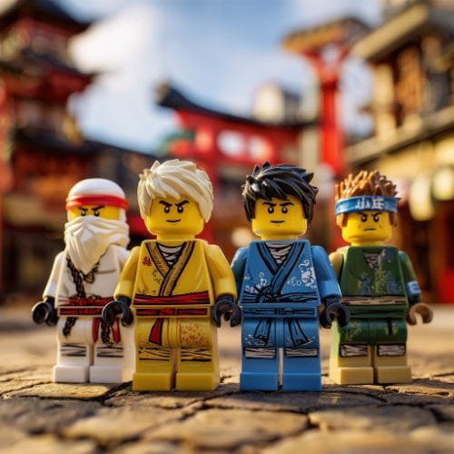 Film Szene mit 4 LEGO Ninjago Minifiguren