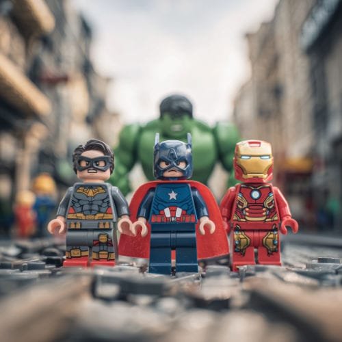 Film Szene von 4 LEGO Super Heroes Minifiguren